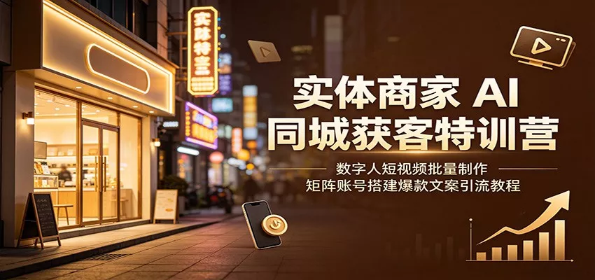 实体商家AI同城获客特训营：数字人短视频批量制作，矩阵账号搭建爆款文案引流教程-泡泡网赚