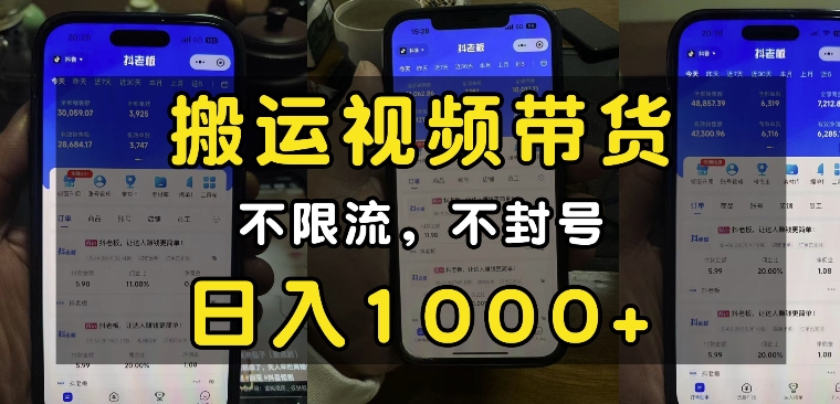 “小白必看”搬运视频带货玩法，不限流，不封号，纯自然流，日入1k-泡泡网赚