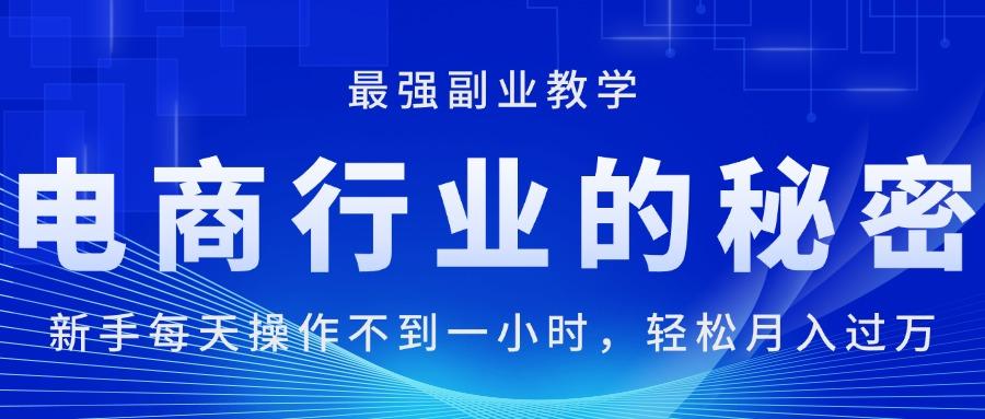 电商行业的秘密，新手每天操作不到一小时，月入过万轻轻松松，最强副业…-泡泡网赚