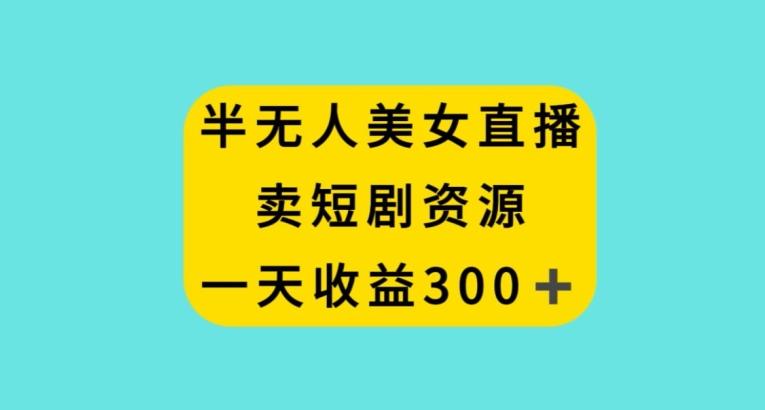 半无人美女直播，卖短剧资源，一天收益300+【揭秘】-泡泡网赚