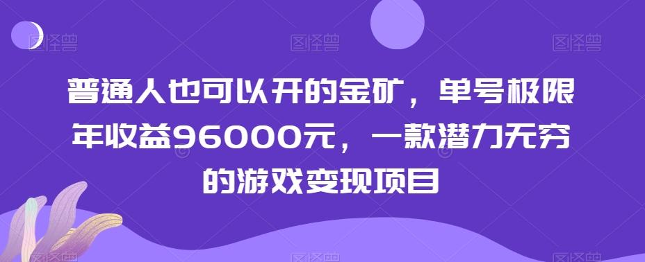 普通人也可以开的金矿，单号极限年收益96000元，一款潜力无穷的游戏变现项目【揭秘】-泡泡网赚