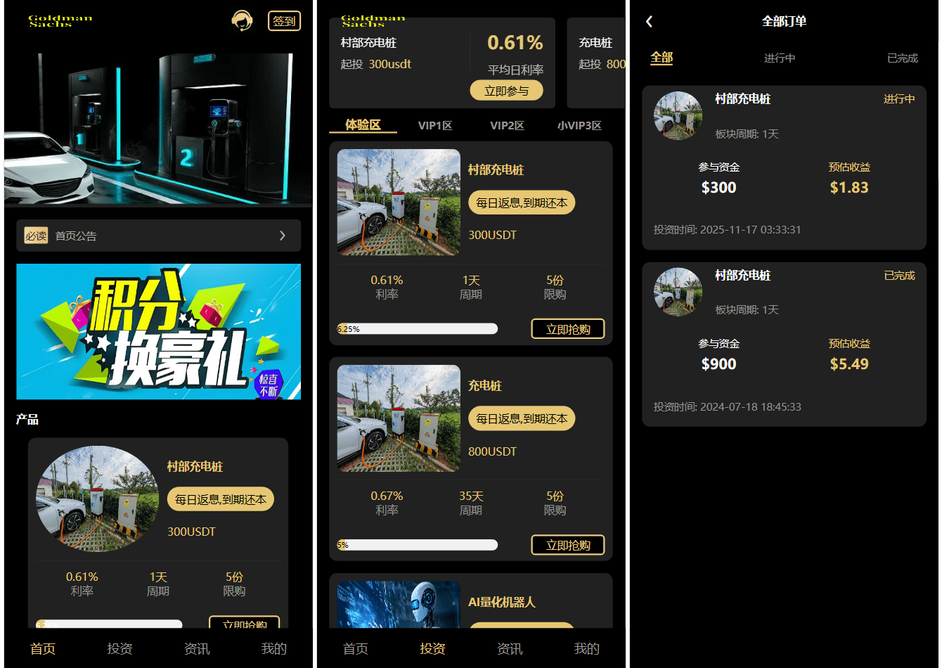 Fidelity充电桩投资理财系统源码-前端uniapp纯源码+后端PHP-泡泡网赚