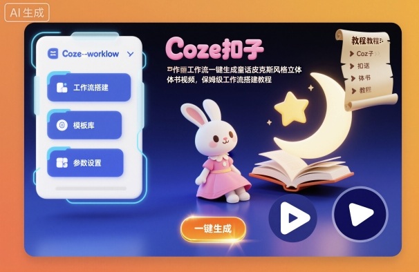 Coze扣子工作流一键生成童话皮克斯风格立体书视频，保姆级工作流搭建教程-泡泡网赚