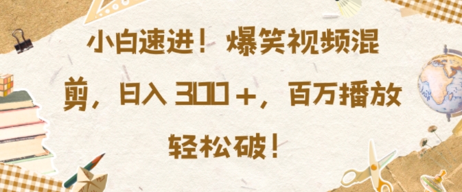 小白速进，爆笑视频混剪，日入3张，百万播放轻松破【揭秘】-泡泡网赚