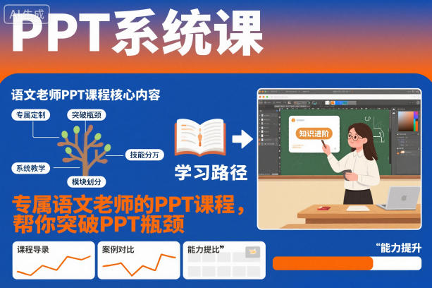 PPT系统课，专属语文老师的PPT课程，帮你突破PPT瓶颈-泡泡网赚