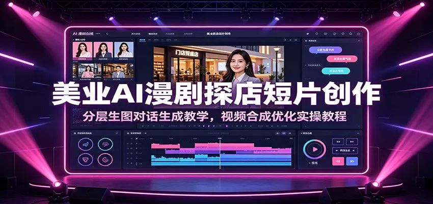美业AI漫剧探店短片创作：分层生图对话生成教学，视频合成优化实操教程-泡泡网赚
