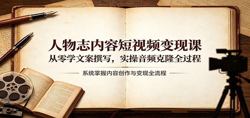 人物志内容短视频变现课：从零学文案撰写，实操音频克隆全过程-泡泡网赚