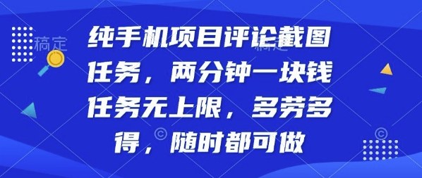 纯手机项目评论截图任务，两分钟一块钱多劳多得，随时随地都能做【揭秘】-泡泡网赚
