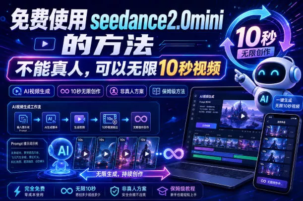 免费使用seedance2.0mini的方法，不能真人，可以无限10秒视频，9图+3音频参考-泡泡网赚