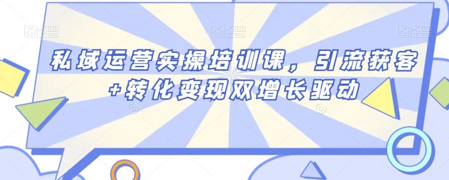 私域运营实操培训课，引流获客+转化变现双增长驱动-泡泡网赚