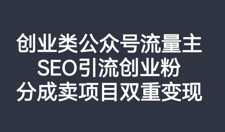 创业类公众号流量主，SEO引流创业粉，分成卖项目双重变现【揭秘】-泡泡网赚