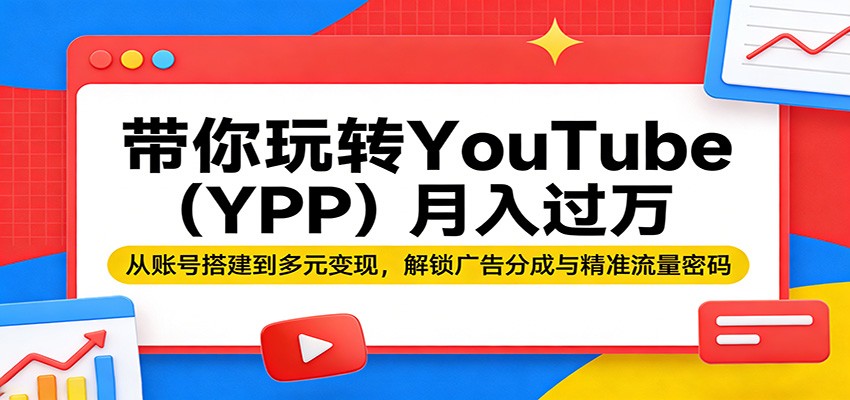 带你玩转YouTube(YPP)月入过万：从账号搭建到多元变现，解锁广告分成与精准流量密码-泡泡网赚
