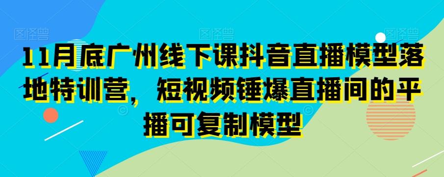 11月底广州线下课抖音直播模型落地特训营，短视频锤爆直播间的平播可复制模型-泡泡网赚