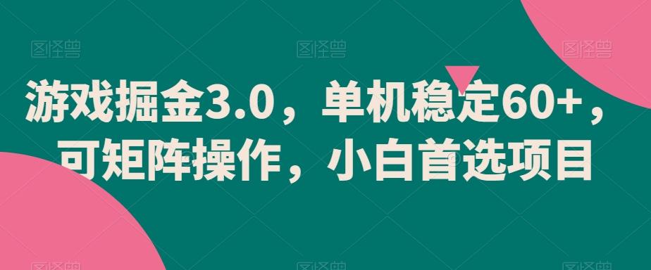 游戏掘金3.0，单机稳定60+，可矩阵操作，小白首选项目【揭秘】-泡泡网赚
