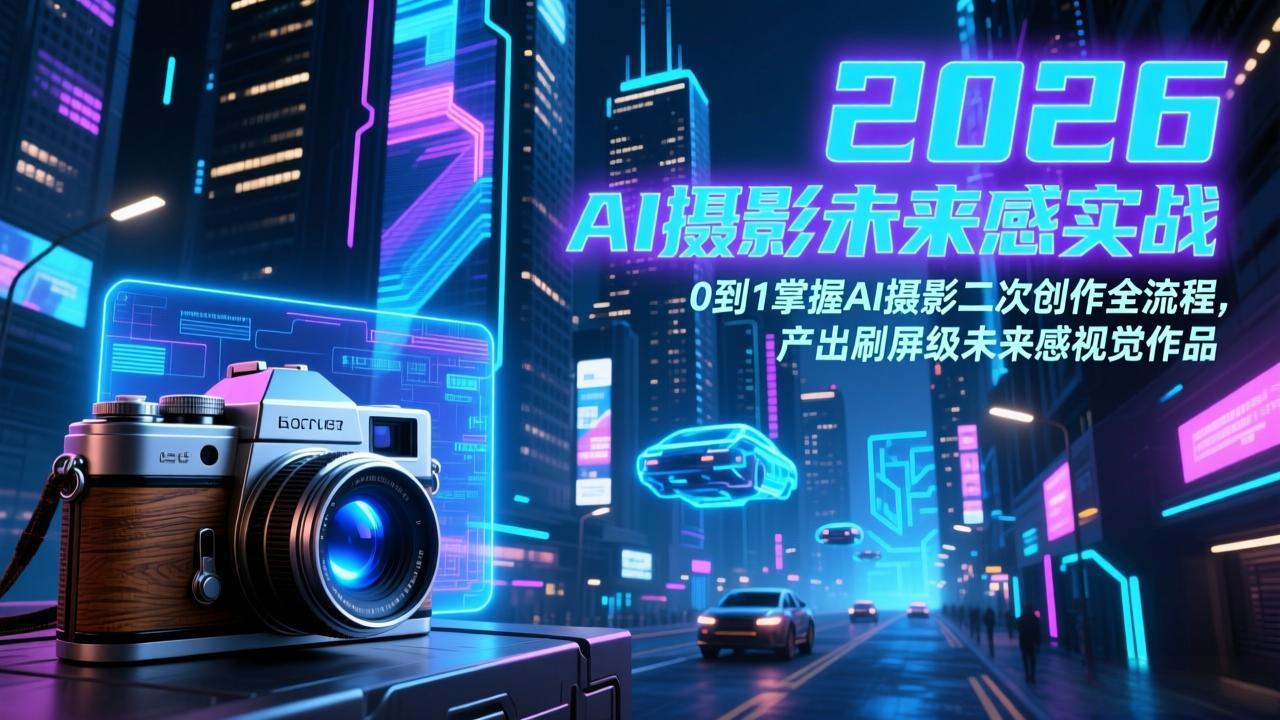 2026 AI摄影未来感实战：0到1掌握AI摄影二次创作全流程，产出刷屏级未来感视觉作品-泡泡网赚