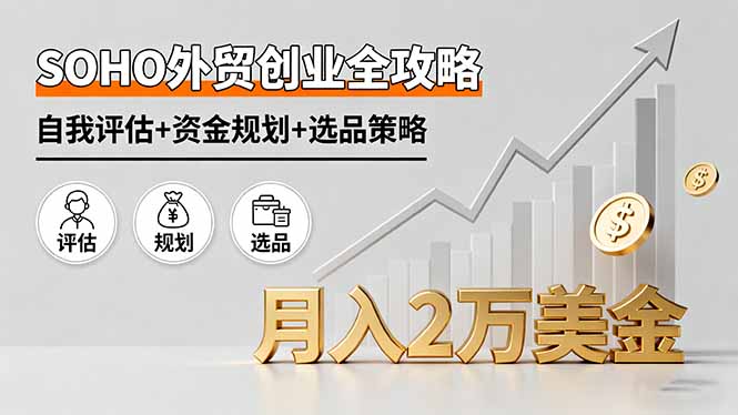 SOHO外贸创业全攻略，自我评估+资金规划+选品策略，月入2万美金-泡泡网赚