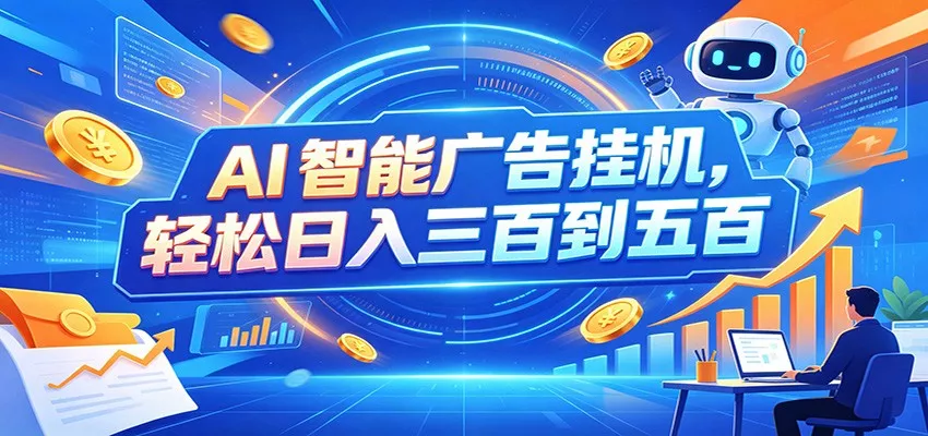 AI智能广告挂机，24小时自动跑，日入300-500，新手零门槛-泡泡网赚