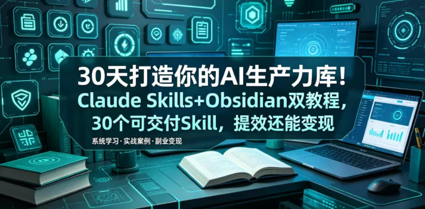 30天打造你的AI生产力库！Claude Skills+Obsidian 双教程，30 个可交付 Skill，提效还能变现-泡泡网赚