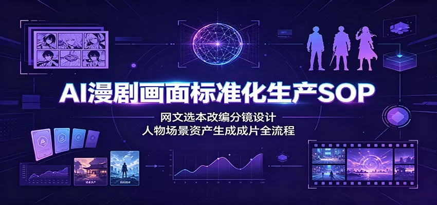 AI漫剧画面标准化生产SOP：网文选本改编分镜设计，人物场景资产生成成片全流程-泡泡网赚