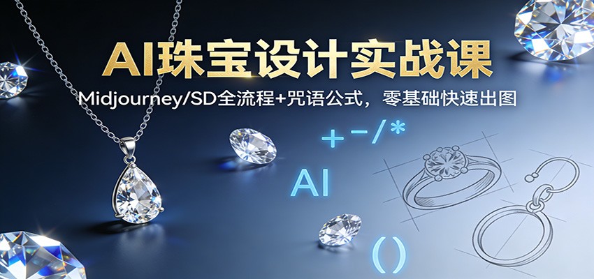 AI珠宝设计实战课：Midjourney/SD全流程+咒语公式，零基础快速出图-泡泡网赚