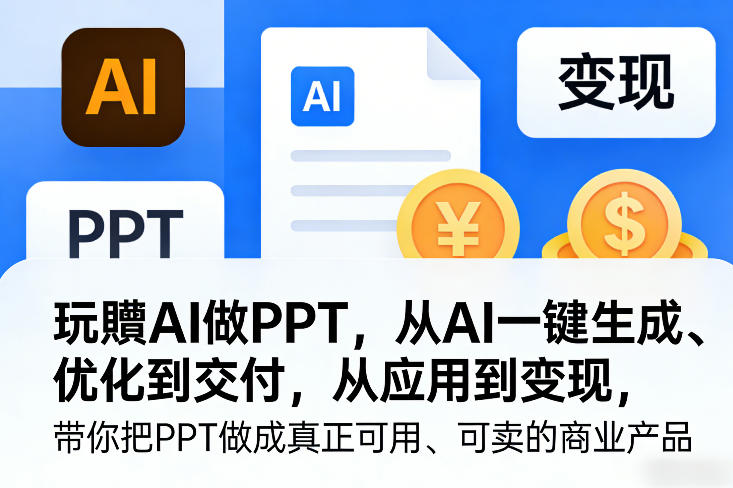 玩賺AI做PPT，从AI一键生成、优化到交付，从应用到变现，带你把PPT做成真正可用、可卖的商业产品(更新0421)-泡泡网赚