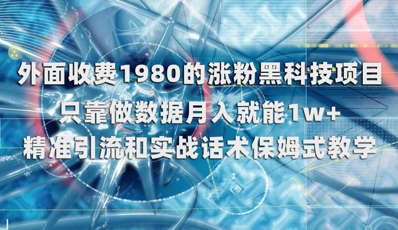 外面收费1980的涨粉黑科技项目，只靠做数据月入就能1w+【揭秘】-泡泡网赚