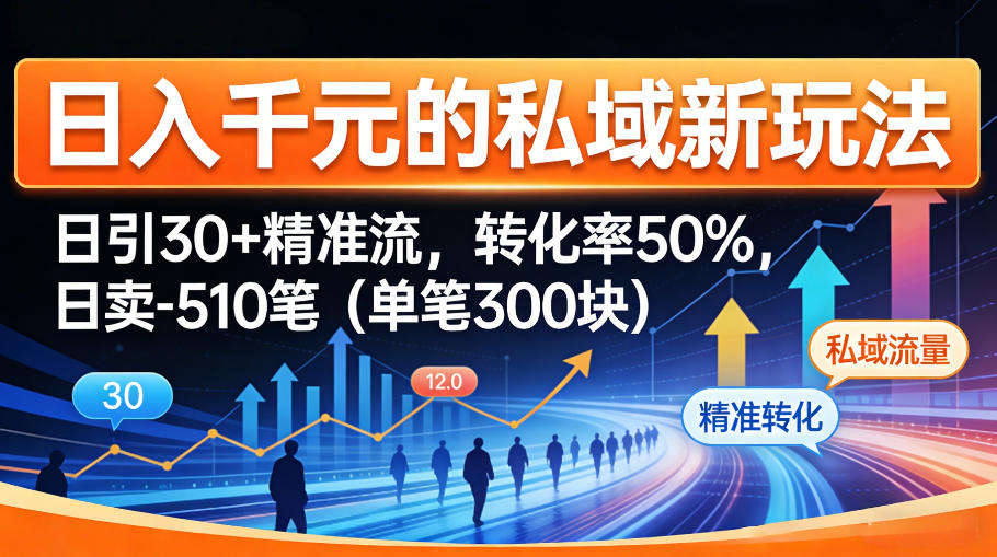 日入千米的私域新玩法：日引30＋精准流，转化率50%，日卖5-10笔(单笔300米)-泡泡网赚