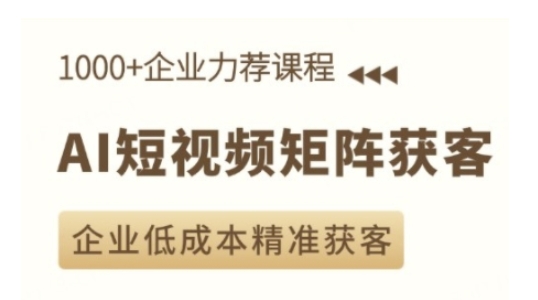 AI短视频矩阵获客实操课，企业低成本精准获客-泡泡网赚