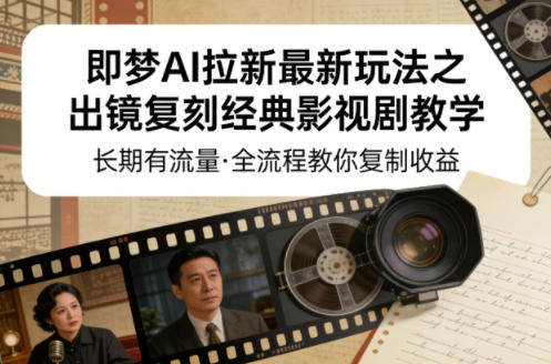 即梦AI拉新最新玩法之出镜复刻经典影视剧教学，长期有流量，全流程教你复制收益-泡泡网赚