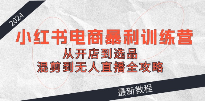 2024小红书电商暴利训练营：从开店到选品，混剪到无人直播全攻略-泡泡网赚