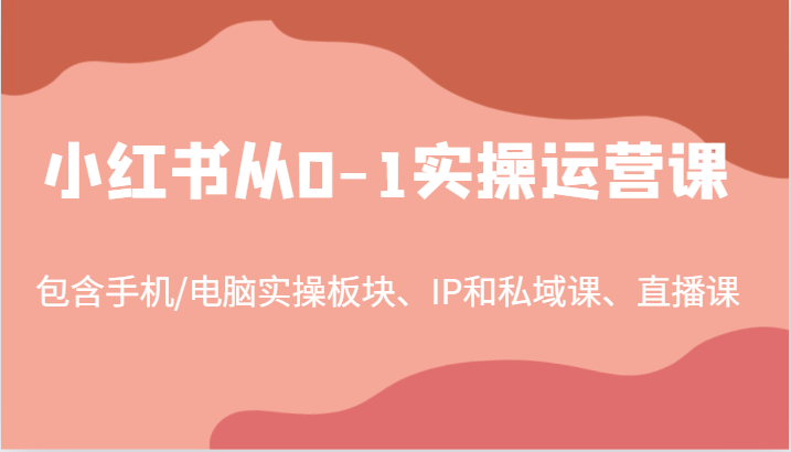 小红书从0-1实操运营课，包含手机/电脑实操板块、IP和私域课、直播课(97节)-泡泡网赚