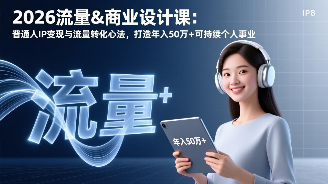 2026流量&商业设计课：普通人IP变现与流量转化心法，打造年入50万+可持续个人事业-泡泡网赚