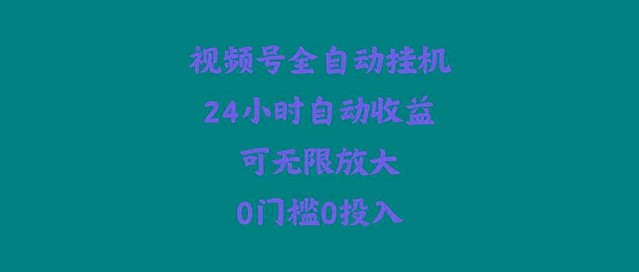 (10031期)视频号全自动挂机，24小时自动收益，可无限放大，0门槛0投入-泡泡网赚