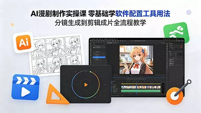 AI漫剧制作实操课 零基础学软件配置工具用法 分镜生成到剪辑成片全流程教学-泡泡网赚
