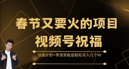 春节又要火的项目视频号祝福，分成计划+带货双收益，轻松月入几个W【揭秘】-泡泡网赚