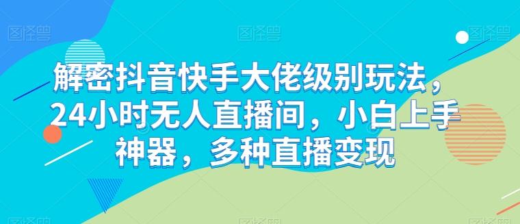 解密抖音快手大佬级别玩法，24小时无人直播间，小白上手神器，多种直播变现【揭秘】-泡泡网赚