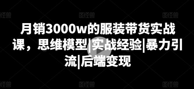 月销3000w的服装带货实战课，思维模型|实战经验|暴力引流|后端变现-泡泡网赚