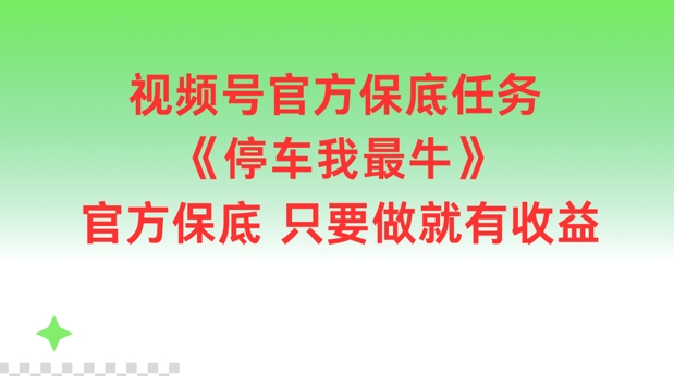 视频号官方保底任务，停车我最牛，官方保底只要做就有收益【揭秘】-泡泡网赚