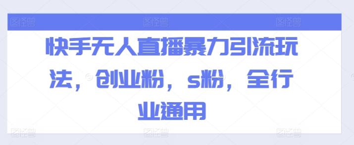 快手无人直播暴力引流玩法，创业粉，s粉，全行业通用-泡泡网赚