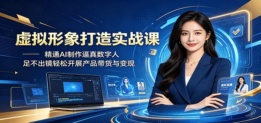 虚拟形象打造实战课:精通AI制作逼真数字人,足不出镜轻松开展产品带货与变现-泡泡网赚