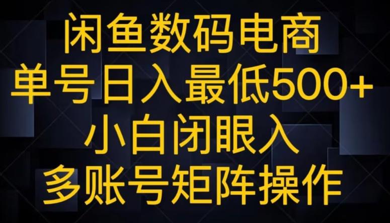 闲鱼数码电商，单号日入最低500+，小白闭眼入，多账号矩阵操作-泡泡网赚