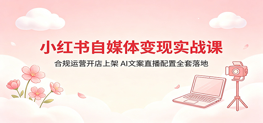 小红书自媒体变现实战课：合规运营开店上架，AI文案直播配置全套落地-泡泡网赚