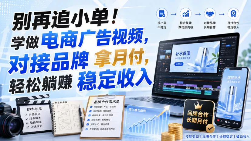 别再追小单！学做电商广告视频，对接品牌拿月付，轻松躺賺稳定收入【原创双语字幕】-泡泡网赚