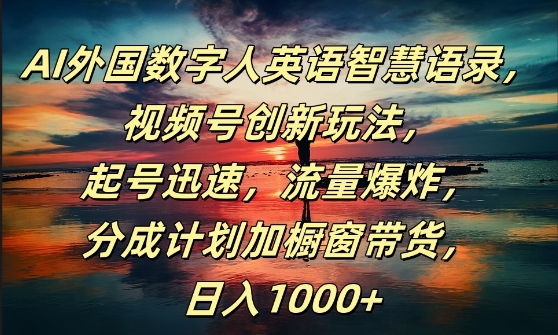AI外国数字人英语智慧语录，视频号创新玩法，起号迅速，流量爆炸，日入1k+【揭秘】-泡泡网赚