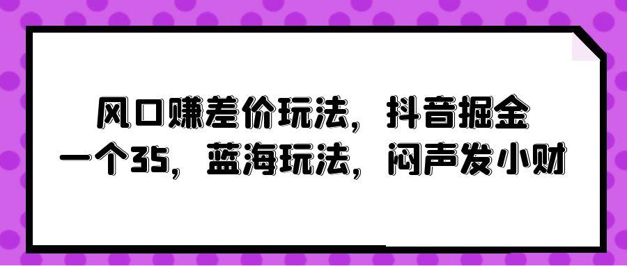 (10022期)风口赚差价玩法，抖音掘金，一个35，蓝海玩法，闷声发小财-泡泡网赚