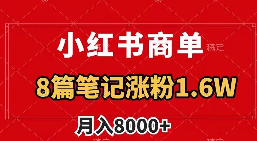 小红书商单最新玩法，8篇笔记涨粉1.6w，作品制作简单，月入8000+【揭秘】-泡泡网赚