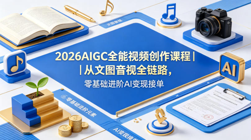 2026AIGC全能视频创作课程｜从文图音视全链路，零基础进阶AI变现接单-泡泡网赚