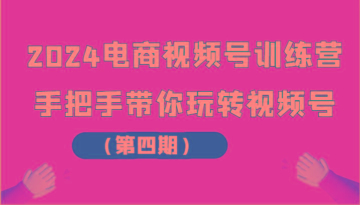2024电商视频号训练营(第四期)手把手带你玩转视频号-泡泡网赚