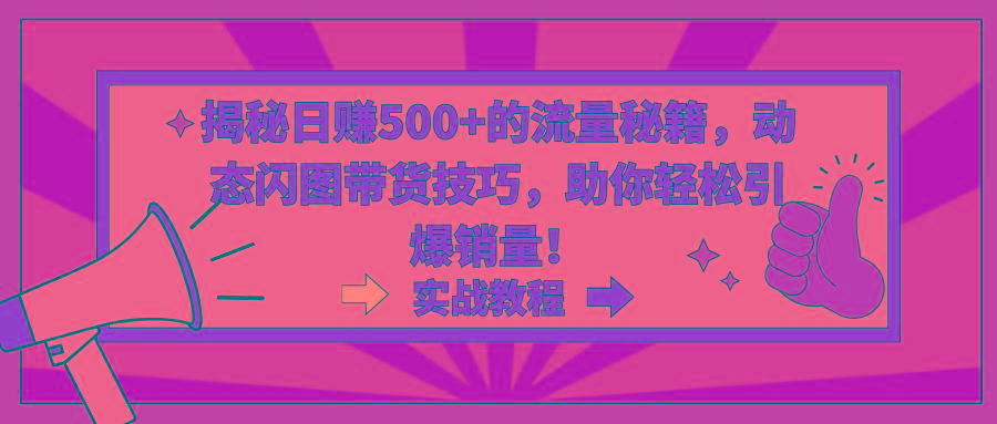 揭秘日赚500+的流量秘籍，动态闪图带货技巧，助你轻松引爆销量！-泡泡网赚