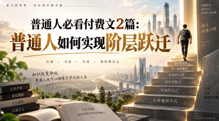 普通人必看付费文2篇：普通人如何实现阶层跃迁-泡泡网赚